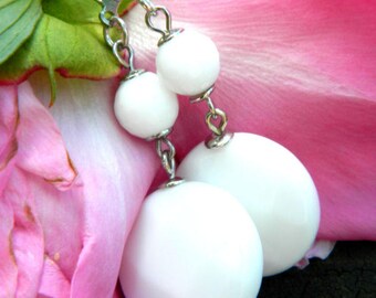 White boho earrings women gift for her summer jewelry drop dangle onix earrings for bridal party gift bridesmaid gift for girlfriend gift