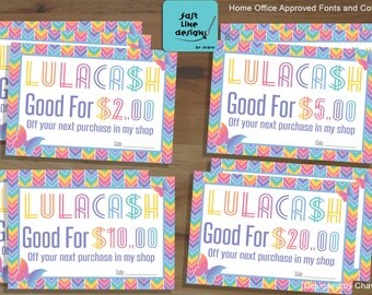 Instant Download - Cash Custom Cash Vouchers LulaMoola Coupon