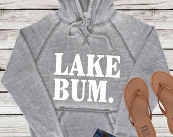Lake Bum Vintage Hoodie Hooded Sweatshirt Acid Wash Womens Mens Unisex Ladies Beach