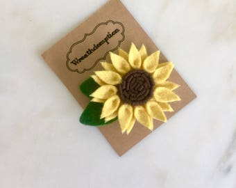 Gold and Chocolate Brown Felt flower Hair Clip