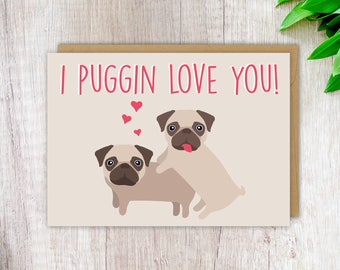 Cute Card Funny Love Card Pug Card Rude Birthday Card Blank Greeting Card Card for Girlfriend Card for Her Pug Love Card Cute Gift