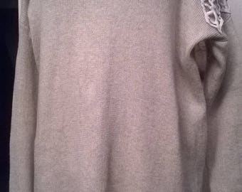 Long sweater in cotton and viscose beige