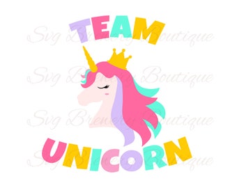 Team unicorn, Unicorn, horn, crown, SVG (layered), PNG, DXF, cricut, silhouette studio, vinyl decal, t shirt design, birthday theme, bride