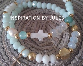 Duo cross in mother of Pearl