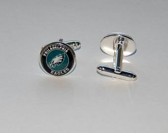 Philadelphia Eagles football logo cufflinks jewelry, Men jewelry, Philadelphia Eagles Fan Art simbol patch, NFL football Eagles sports team