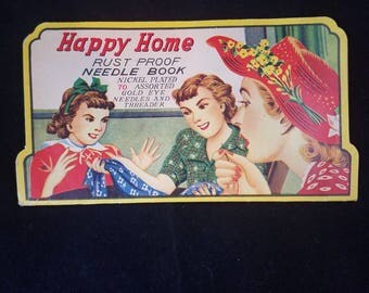 Vintage 1940s Happy Home Needle Book