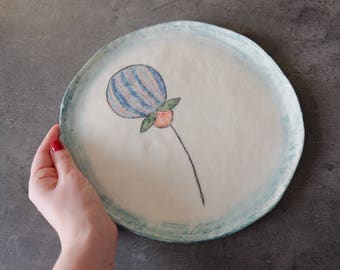 Pottery plate Ceramic plates Decorated plate Pottery plate Serving dish Minimalist ceramic plate Dinner plate Handmade ceramic serving plate