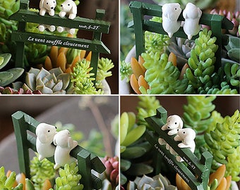 Fairy Garden Miniature Two Dog Hold Fence Mini Garden / Plant / Dollhouse Decora Miniature Terrarium Accessories