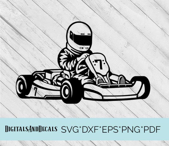 Go Karting SVG Silhouette Dxf Cutting Files for Cricut and