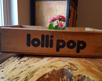 Vintage lollipop soda crate