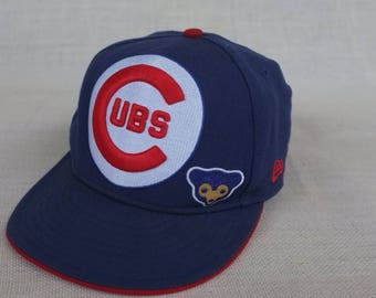 red white and blue cubs hat