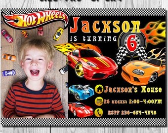 Hot Wheels Invitation, Cars Invitation, Hot Wheels Birthday Invitation, Racing Birthday Invitation, Cars, Hotwheels, Vert