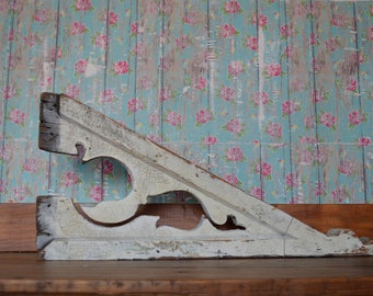Vintage Large White Corbel * Architectural Salvage * Farmhouse * Magnolia * Bracket * Gingerbread