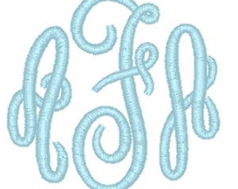 Script embroidery font design multiple sizes circle machine embroidery design monogram PES instant download