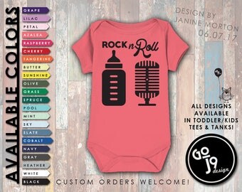 Funny Baby Onesie, Funny Baby Clothes, Funny Tee, Graphic Baby Tee, Trendy Tees, Custom Onesie, Shower Gift, Rock n Roll, Music Onesie