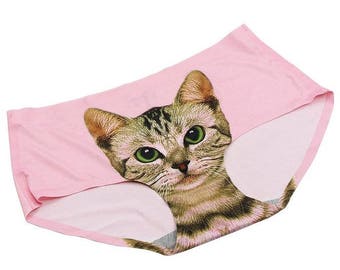 Cat Panties Custom Cute Underwear Baby Pink Panty Gift for
