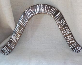Boomerang with Inspirational Quote