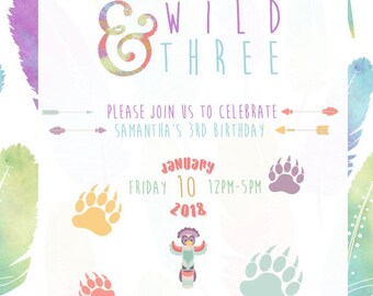 Young Wild and Three Invitation
