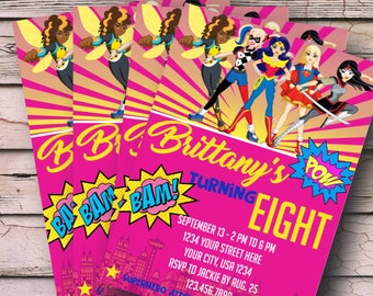 Superhero Girls Invite - Super Hero Girls Invitation - Girls Superhero Invitation - ANY AGE