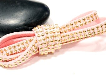 ROSE - Studded suede cord double Gold 5mm