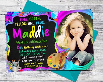 Paint Birthday, Paint Party Invitation, Craft Party Invitation, Art Birthday Party Invitation, Art Themed Party, Paint Party Invites,