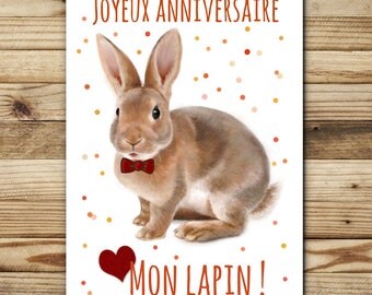 double greeting card - birthday - Bunny FSC paper