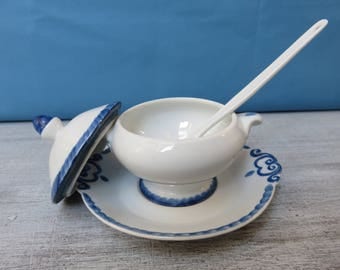 Sugar/jam porcelain blue decoration
