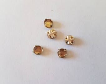 RHINESTONE CRYSTAL SET SMOKED COLOR 5MM SEW OR GLUE