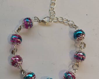 PINK MULTI COLOR DEGRADED GLASS PEARL BRACELET