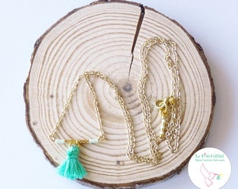 Necklace "Laura" short watery green and gold Myuki beads