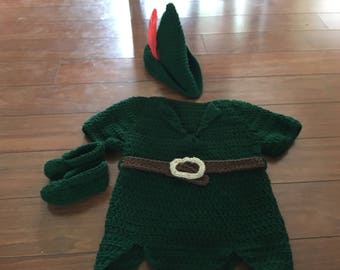 Peter pan costume, robin hood costume, Peter pan outfit, robin hood outfit, halloween costume, green tunic, newborn to toddler