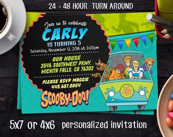 Scooby Doo Birthday Party, Pet Invitation, Scooby-Doo, Cartoon, Personalized, Printable, Scooby Doo Invitation, Chalkboard, Digital File