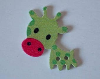 ❤ button giraffe wooden two holes