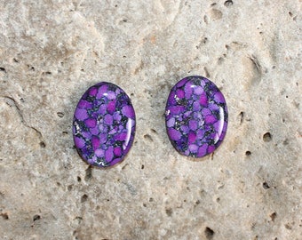 2 cabochon 13 X 18 mm resin mohave purple print