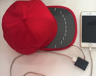 Solar Panel Powered Snapback Cap USB Port Charger Hat