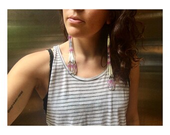 pink porcupine quill dangles