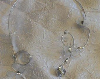 Wedding necklace in aluminum and butterfly or bridesmaid