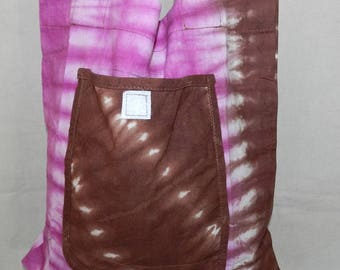 Tote Bag shopping fabric grocery bag cotton tie-dye African Brown and purple