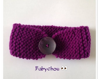 Headband Knit Beanie with button