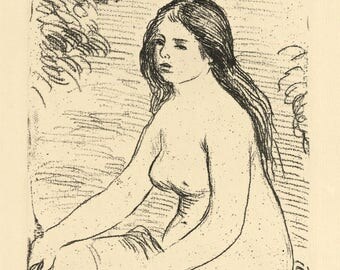 Pierre-Auguste Renoir "Femme nue assise" original etching