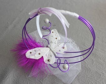 Purple and white pillow with butterfly
