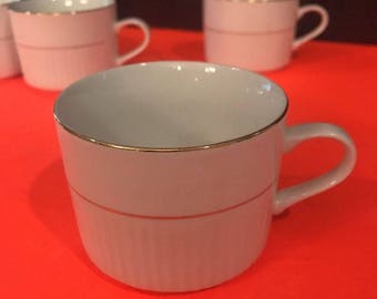 1 Cup - Gibson Everyday - White 2 Gold Ring Trim - Coffee Cup, Espresso,tea