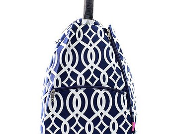 Monogram Navy Vine Tennis backpack-tennis bag-tennis racket bag-personalized tennis racket backpack