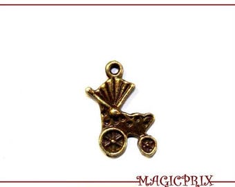 SET of 6 charms /PENDENTIFS pram BRONZE 19 X 12 mm 440