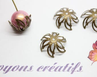 Lot 100 cups flowers 17mm bronze beads 20mm - SC27532-