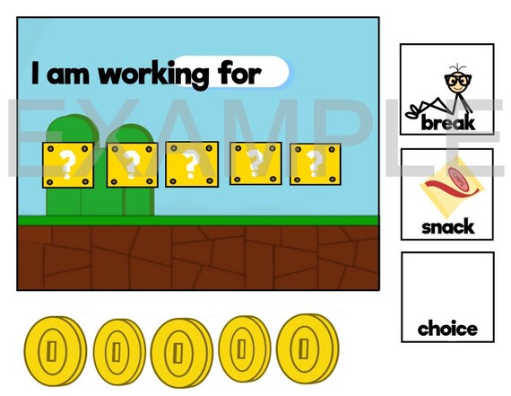 Mario Inspired 8-bit Token Board Behavior Chart ABA Autism