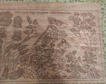 Wooden panel with the image of Hello from Australia
