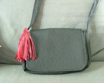 small black ostrich leather bag
