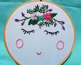 All Smiles-6" Hand Embroidered Hoop Art