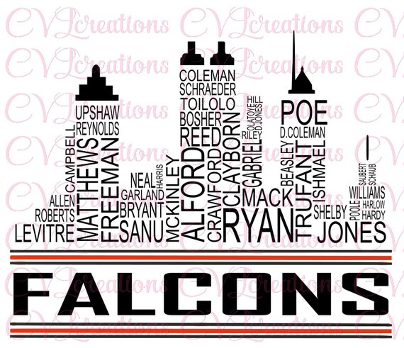 Atlanta Falcons Word Art Skyline SVG DXF PNG